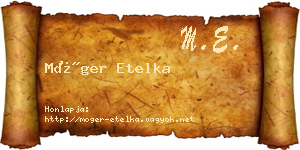 Móger Etelka névjegykártya